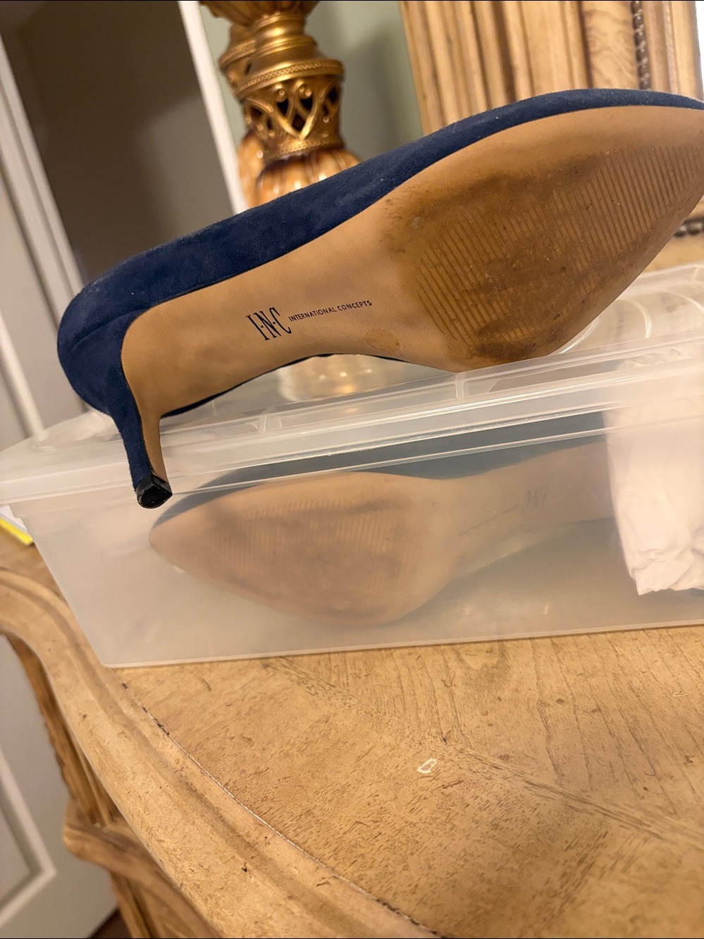 INC International Concepts Navy Suede Stiletto Heel - Picture 3 of 4